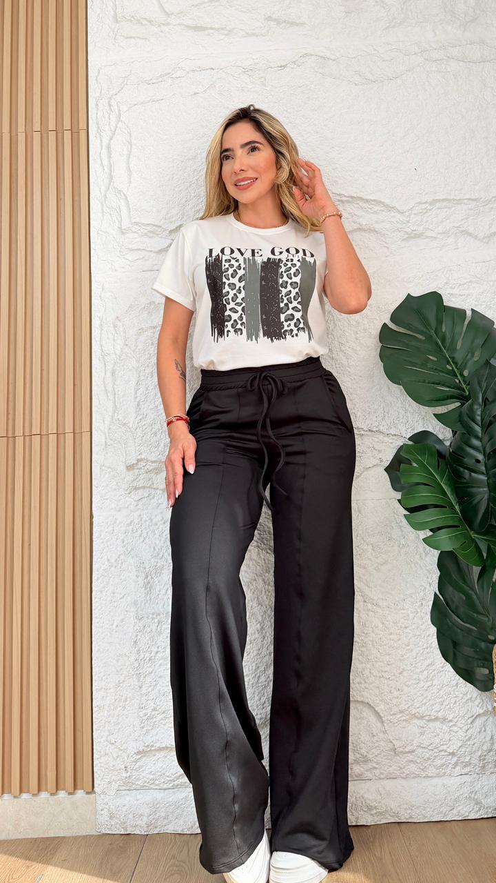 Conjunto Atractivo - Palalón Palazzo + T-shirt Elegante
